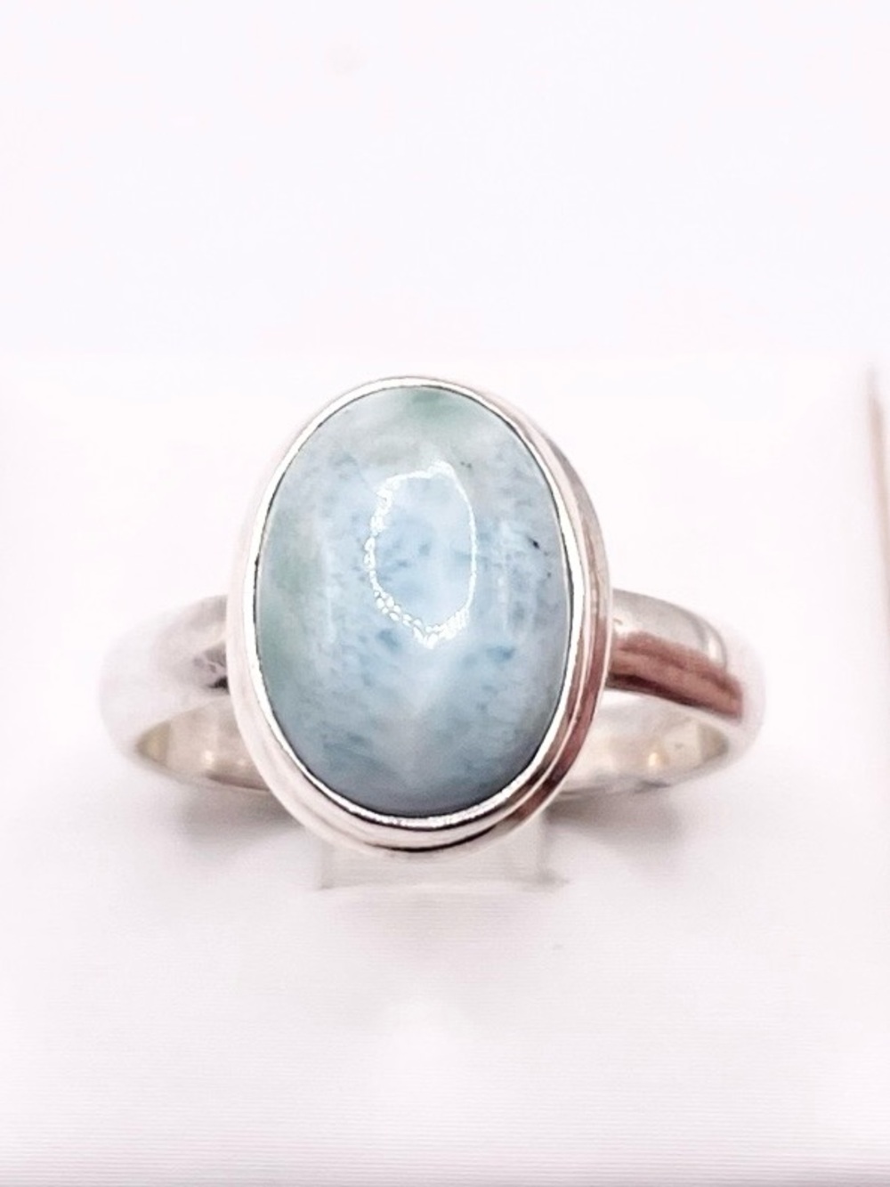 Size 9 Sterling Silver Larimar Oval Ring